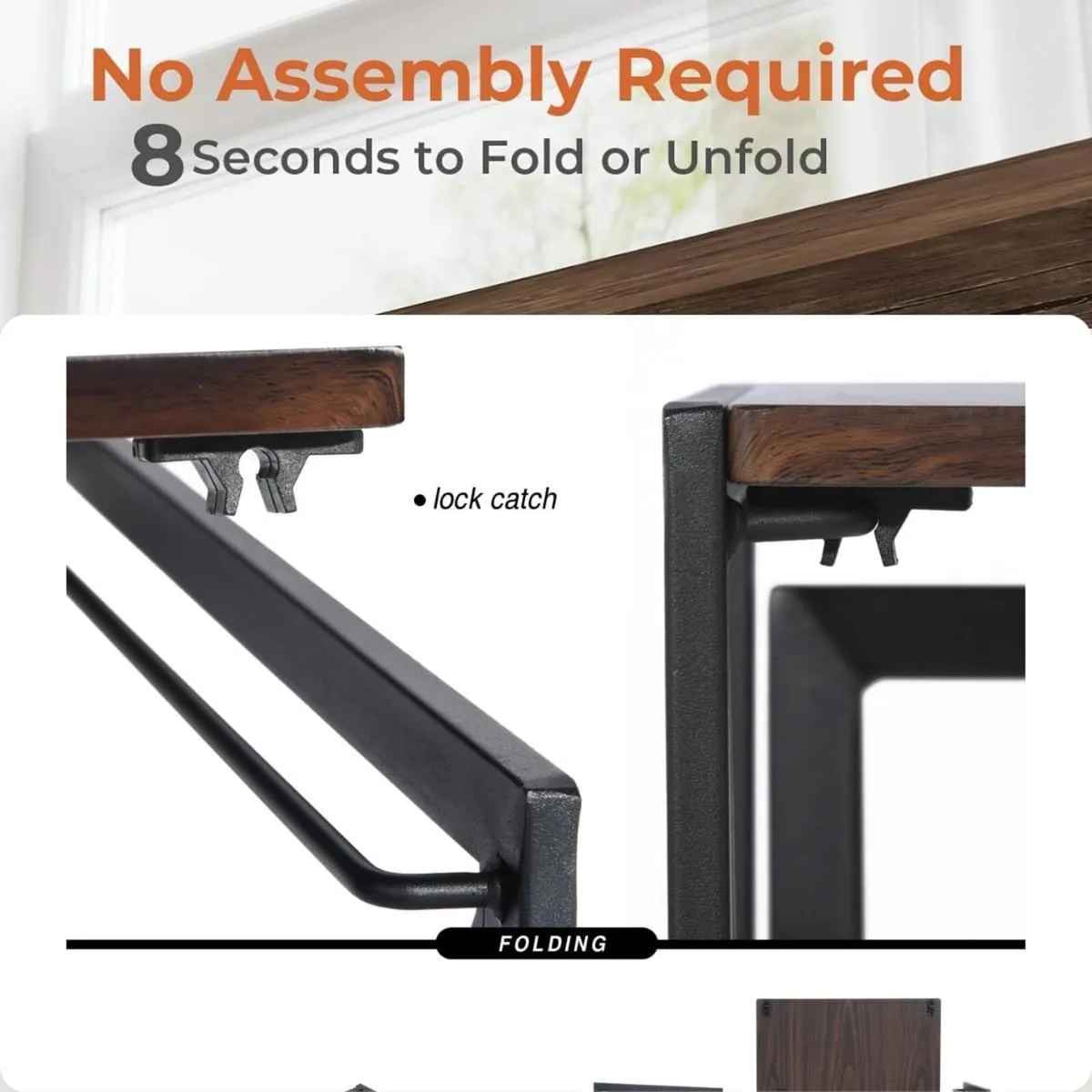 Folding Computer Desk 100x50CM No-Screw Assembly - Image 4