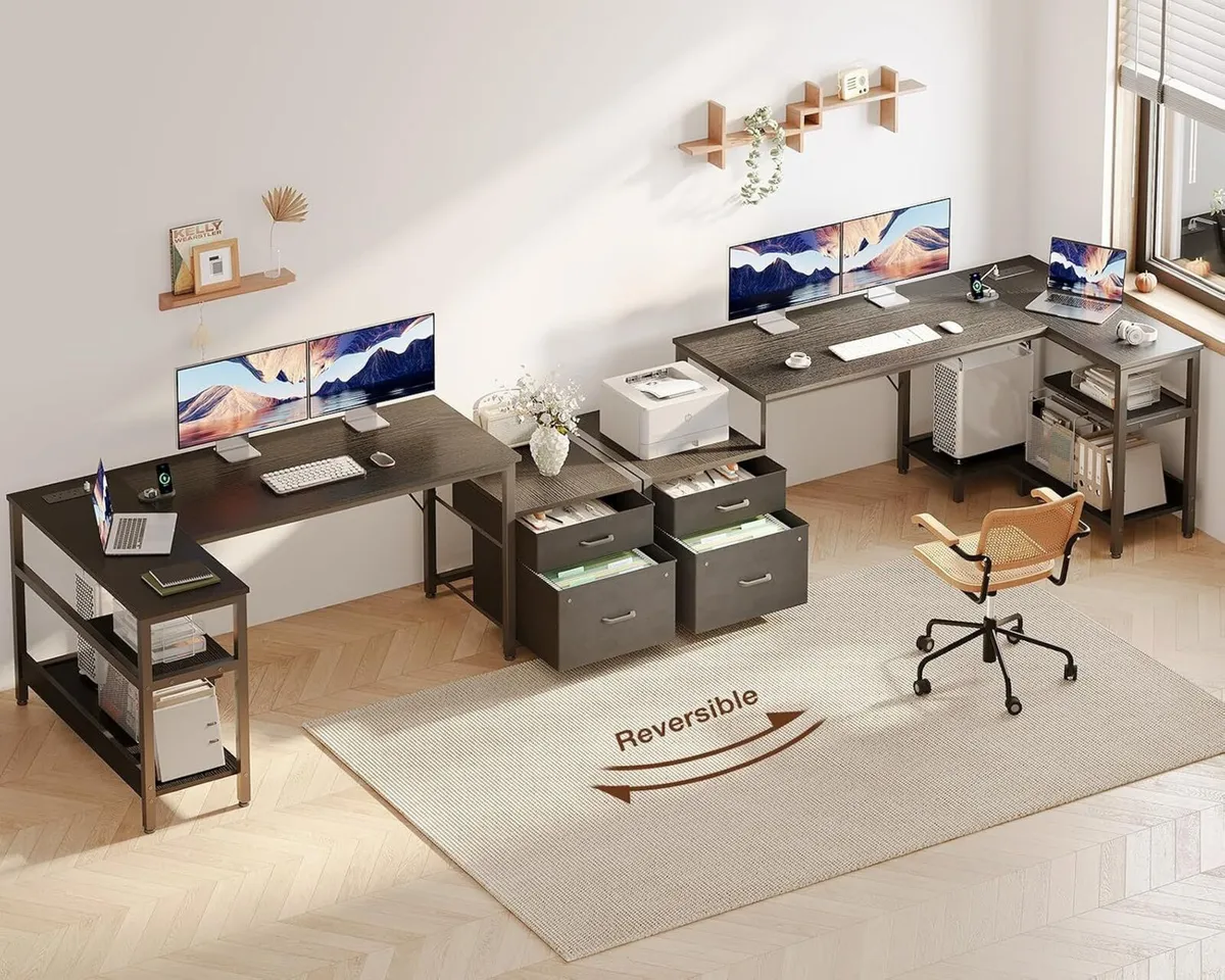 Corner Desk with Drawers 160x80CM L Shaped - Image 2