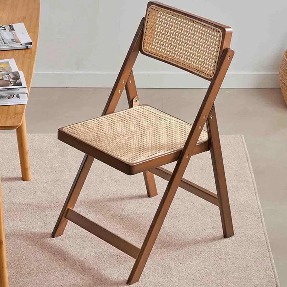 Rattan Folding Chair Backrest Minimalist Homestay - Image 1