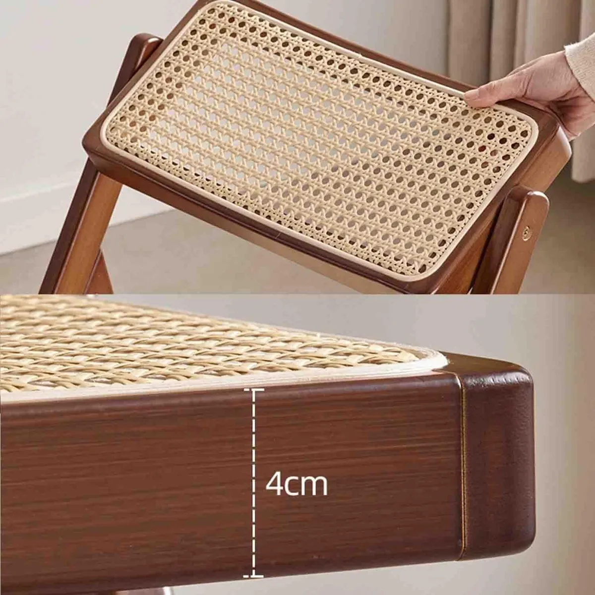 Rattan Folding Chair Backrest Minimalist Homestay - Image 2