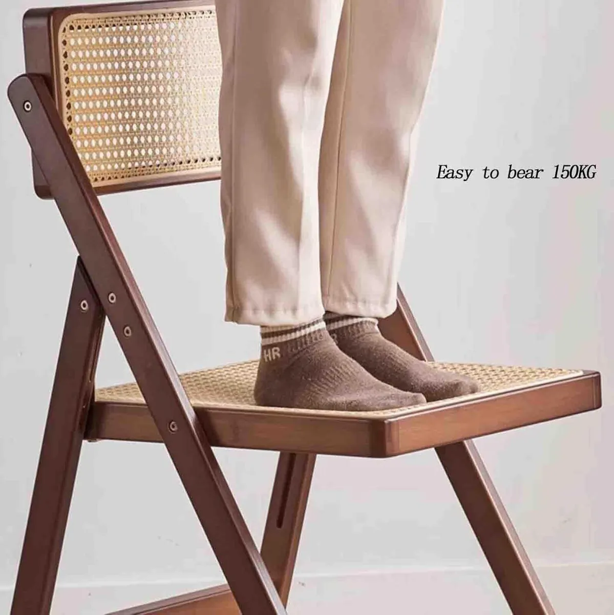 Rattan Folding Chair Backrest Minimalist Homestay - Image 3