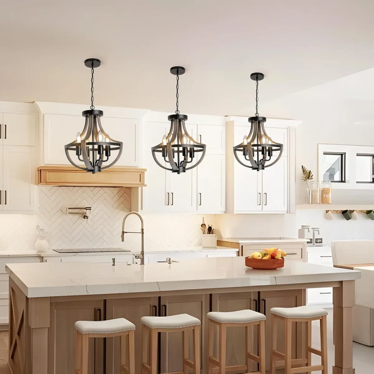 Chandelier Ceiling Light 4-Light Vintage Pendant - Image 3