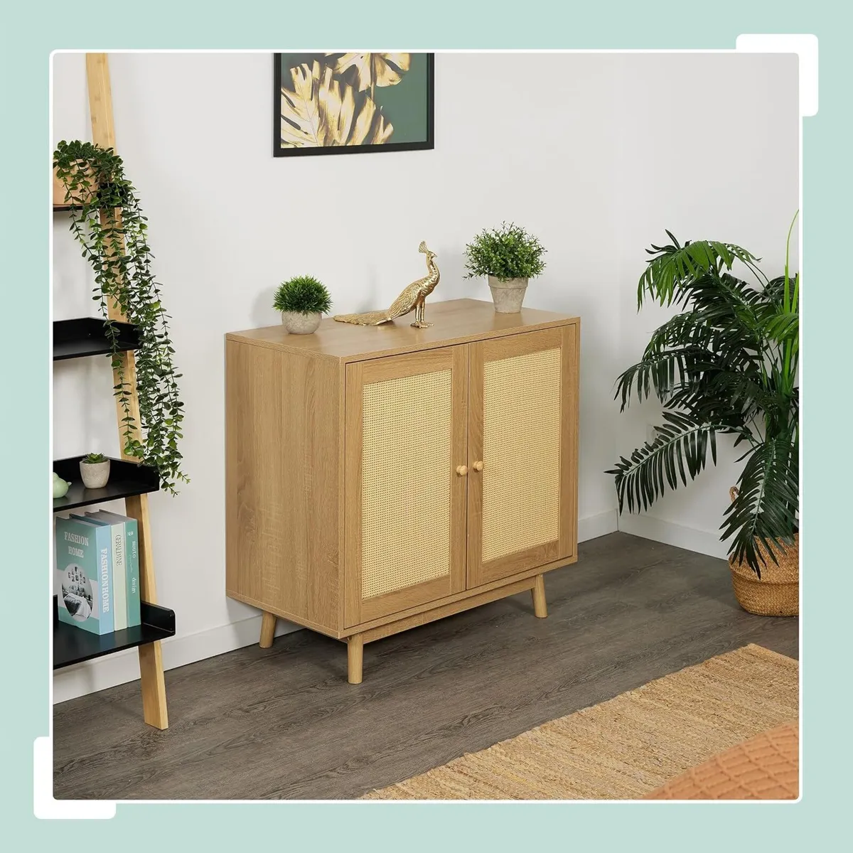 Sideboard 2 Compartments Rattan Wood Look - Image 2