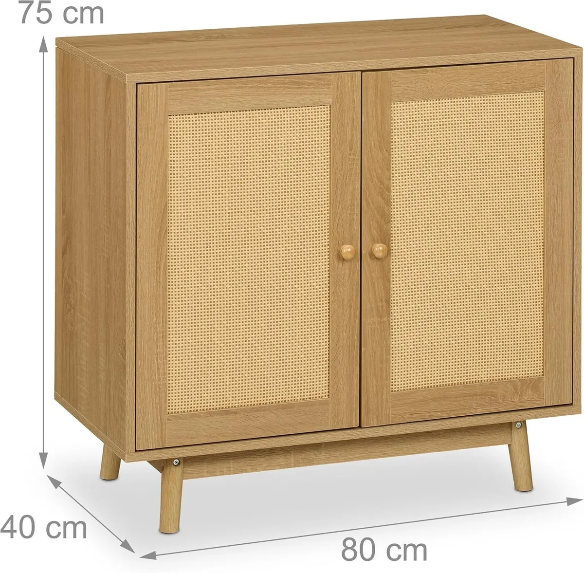 Sideboard 2 Compartments Rattan Wood Look - Image 3