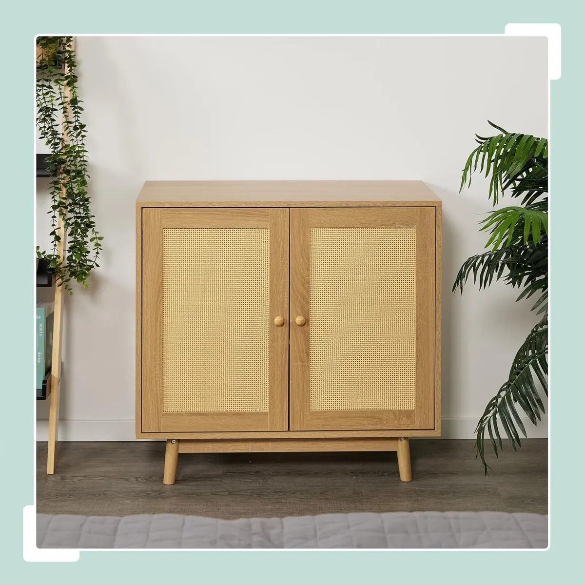 Sideboard 2 Compartments Rattan Wood Look - Image 4