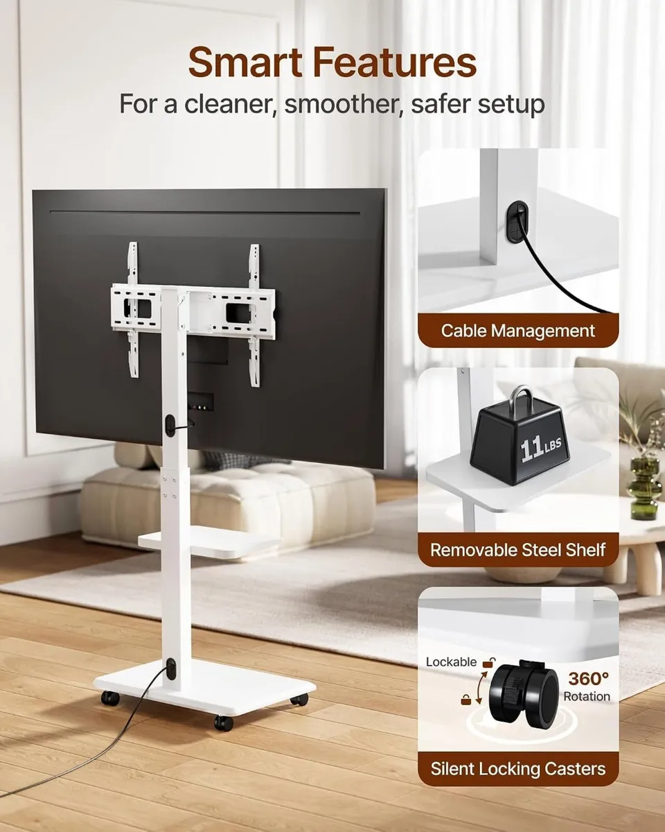 TV Stand on Wheels for 37-75 Inch Up - Image 4