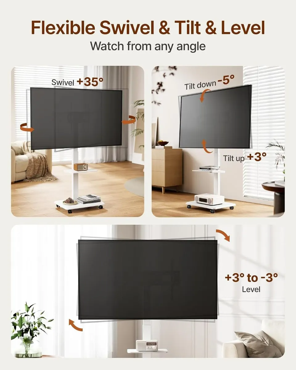 TV Stand on Wheels for 37-75 Inch Up - Image 2