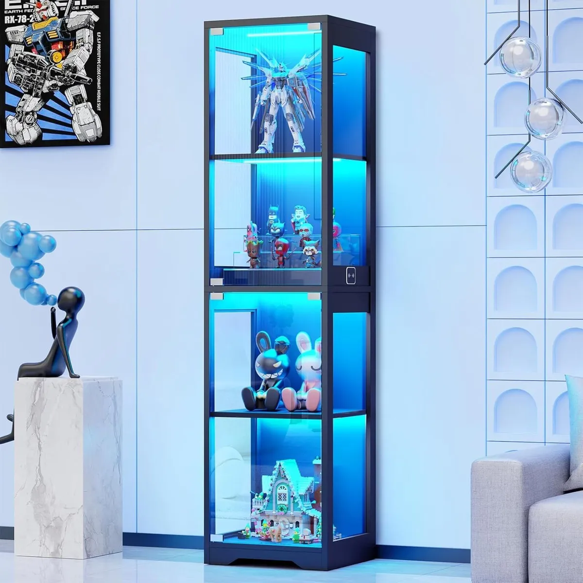 Display Cabinets with Glass Doors 3 Colour LED - Image 1