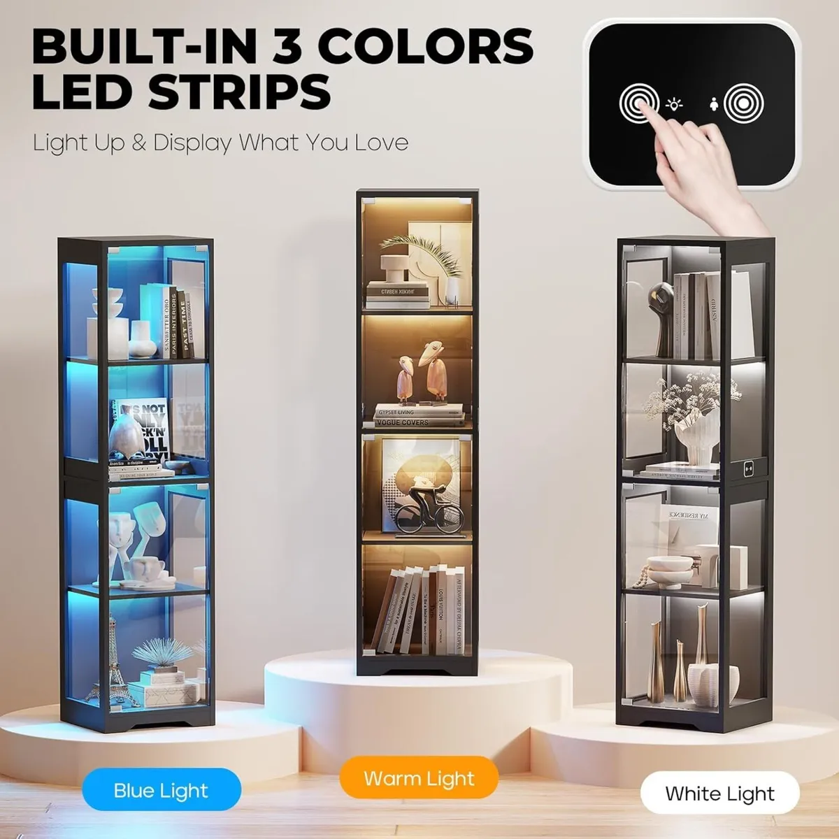 Display Cabinets with Glass Doors 3 Colour LED - Image 3