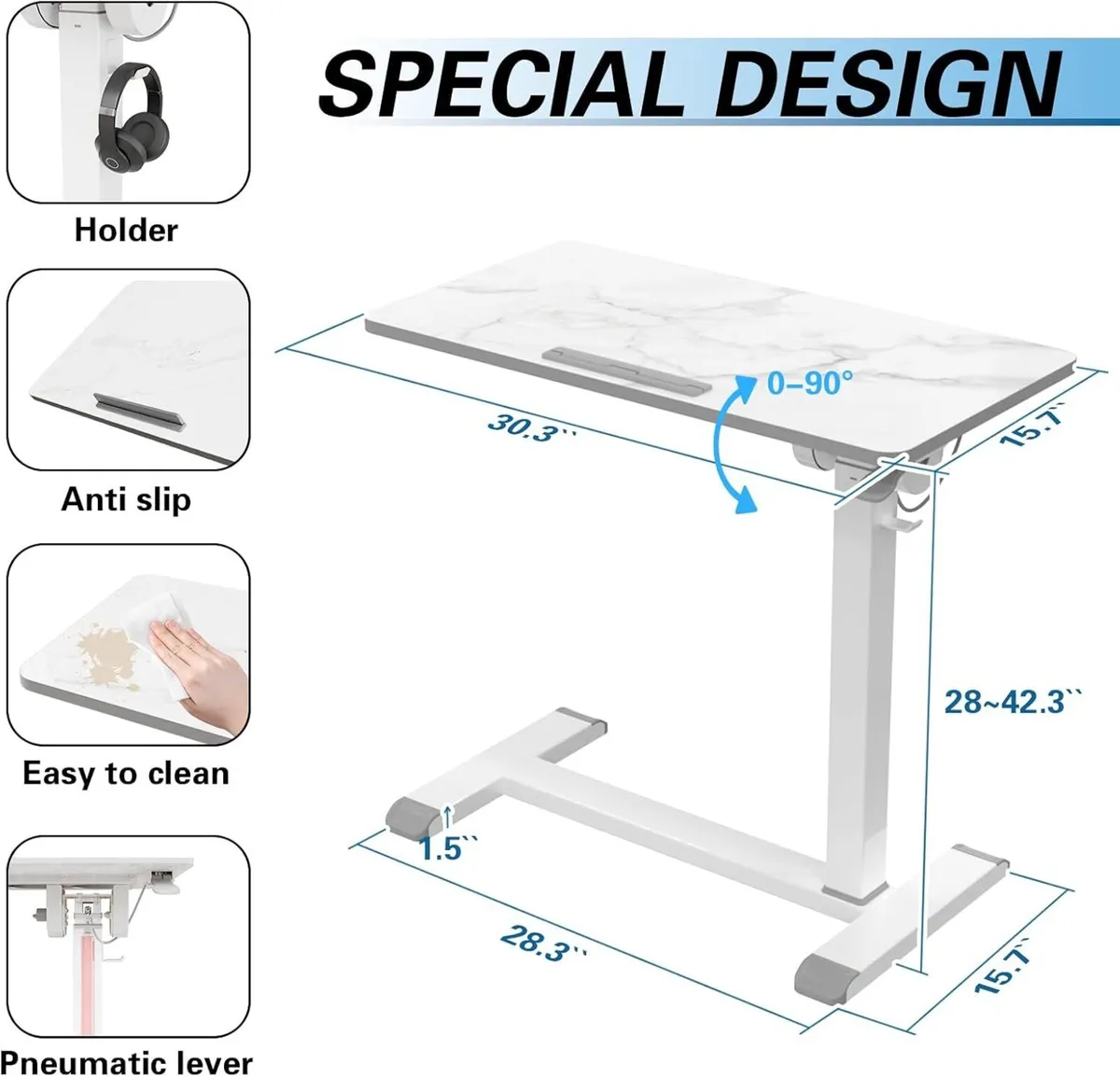 Mobile Standing Desk on Wheels with Tilting - Image 3