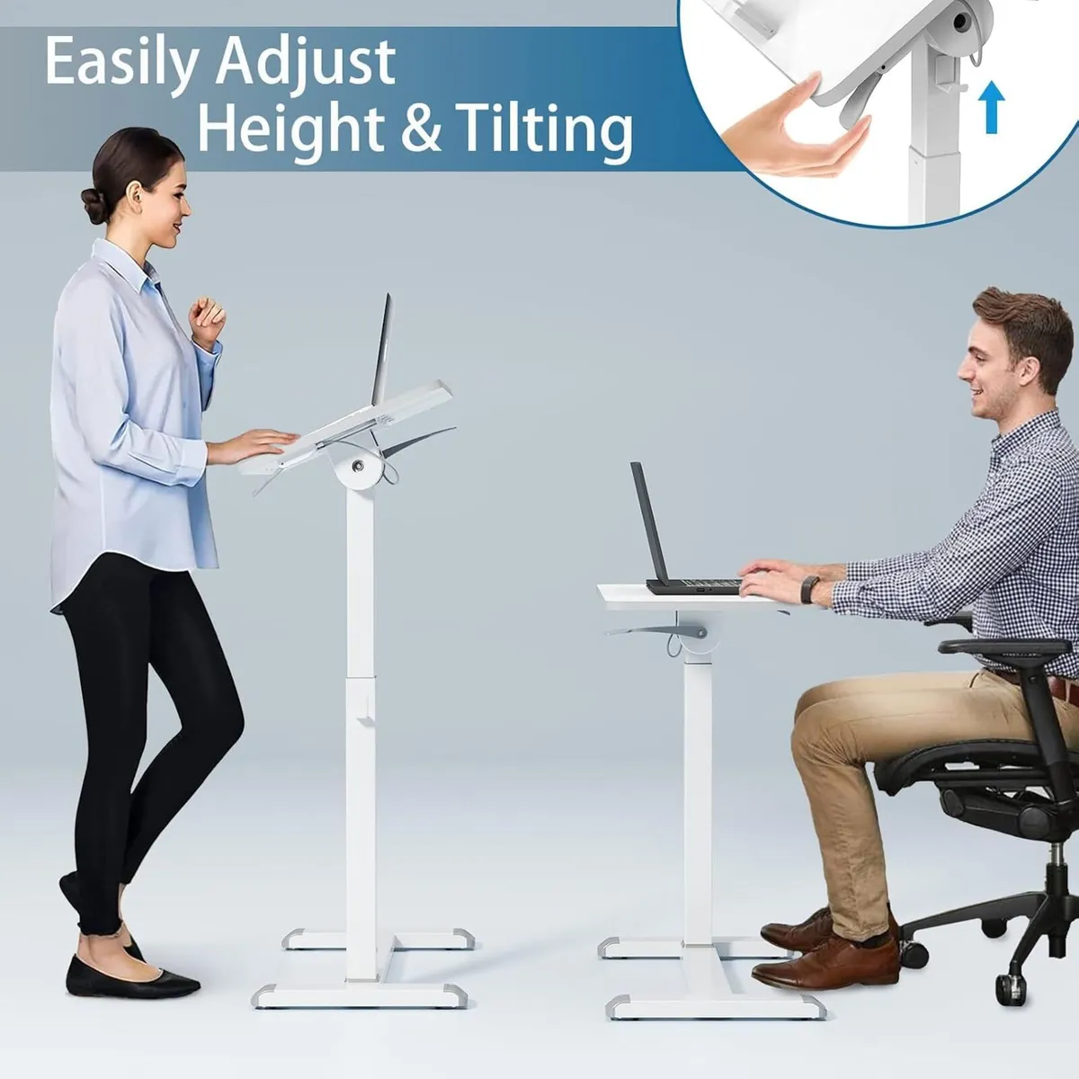 Mobile Standing Desk on Wheels with Tilting - Image 4