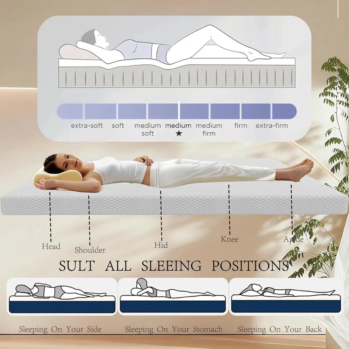 Full Size Mattress Memory Foam Mattresses Medium - Image 3