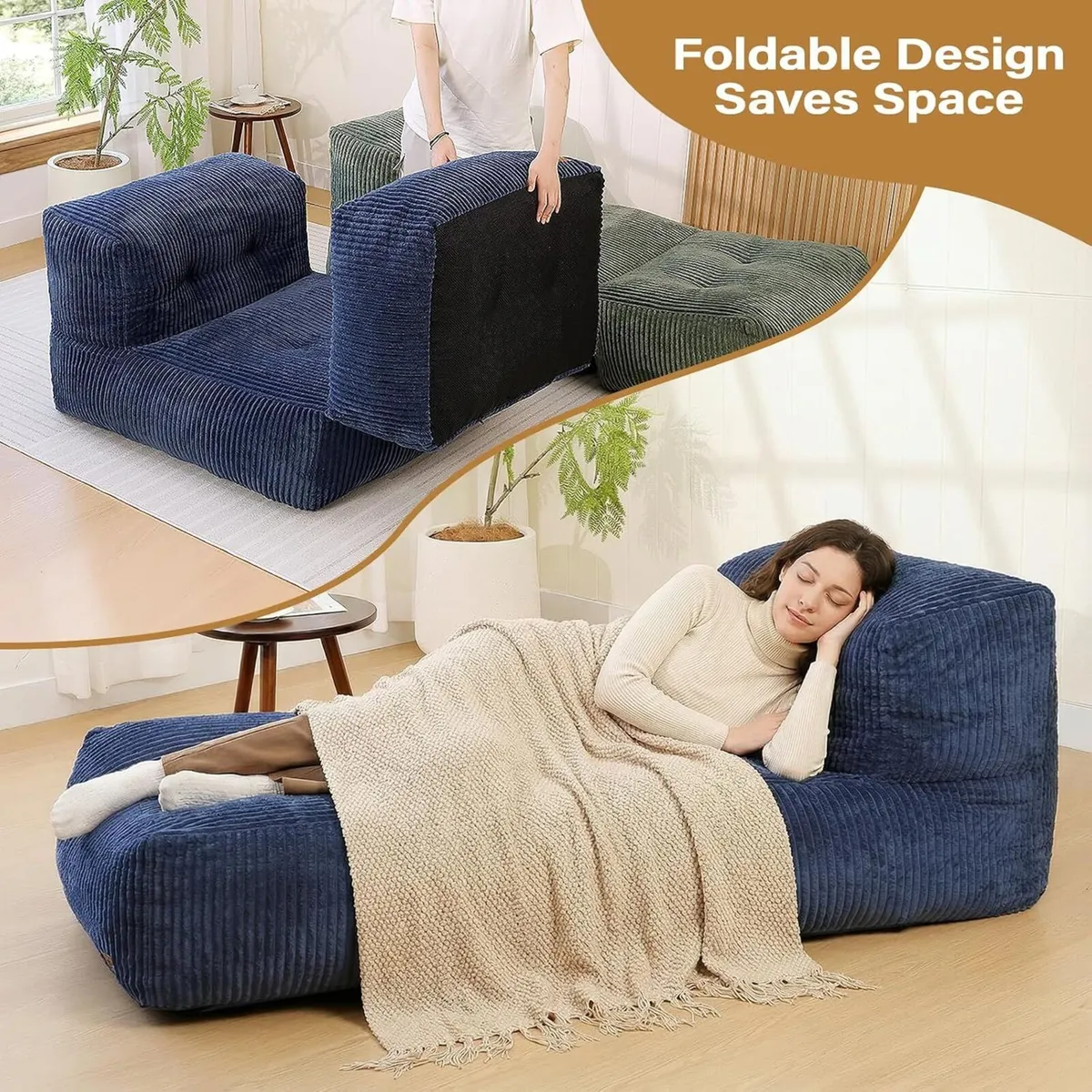 Big Bean Bag Chair for Adults 170"x80" Lounger - Image 3