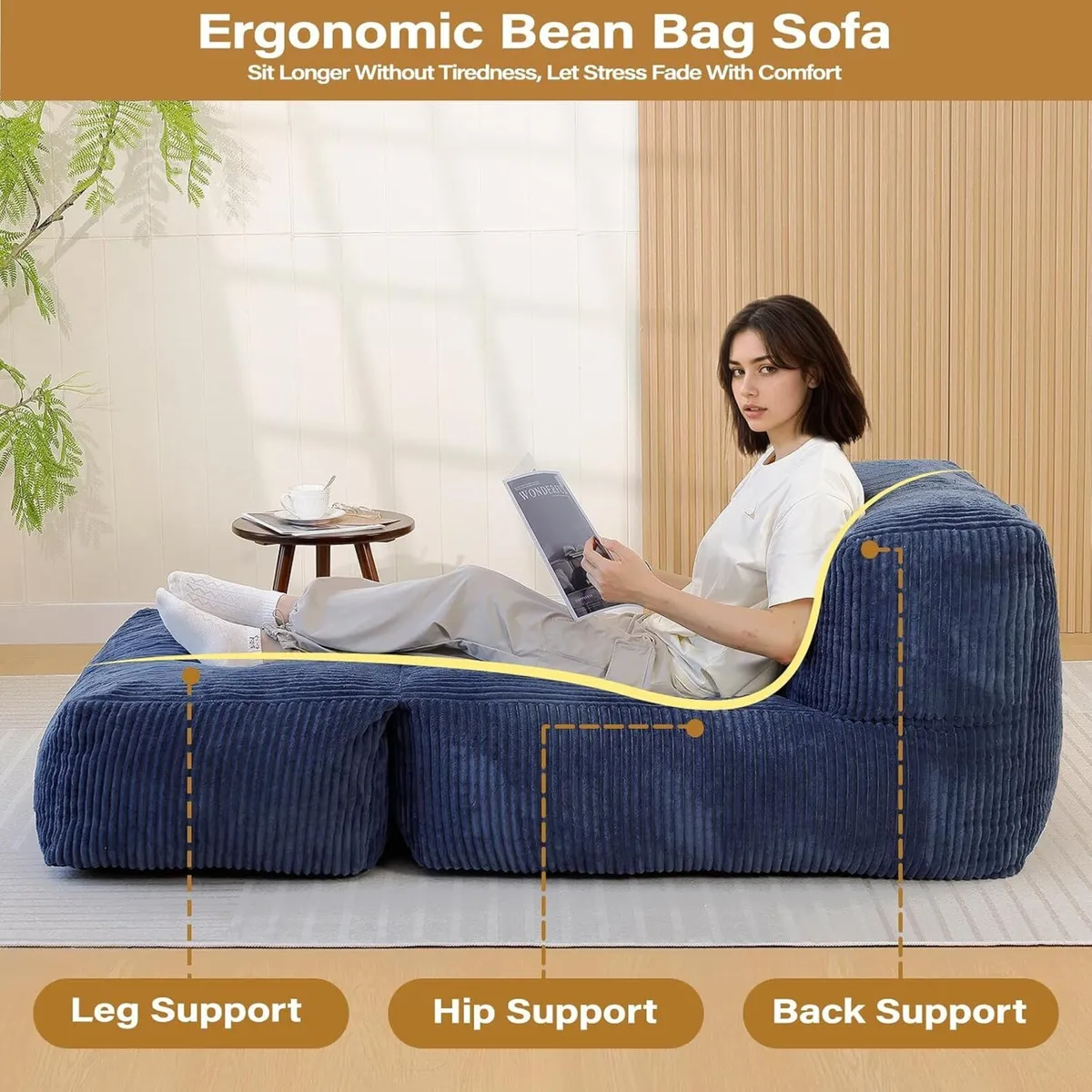 Big Bean Bag Chair for Adults 170"x80" Lounger - Image 4