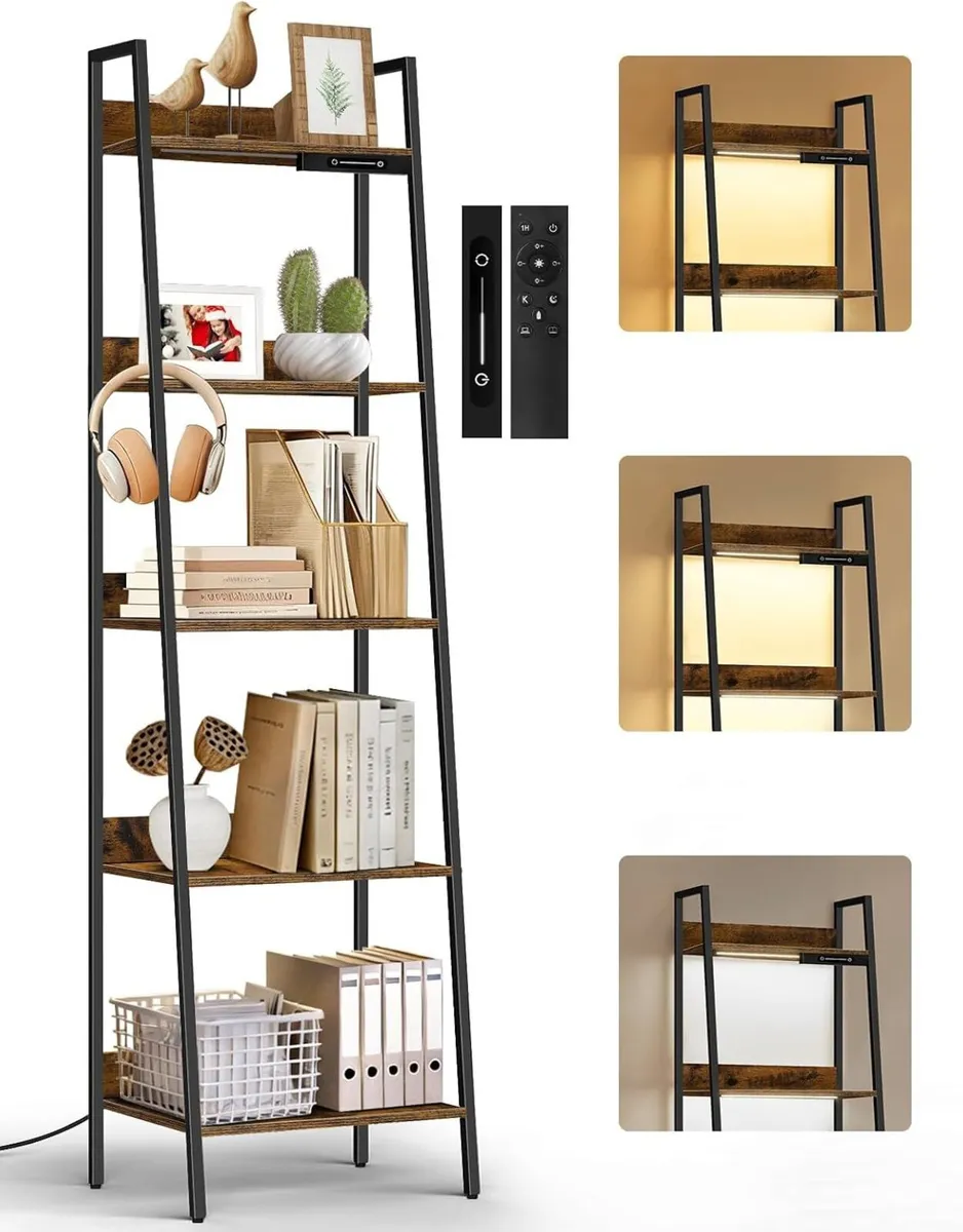 5-Tier Small Ladder Shelf with LED Lights Touch - Image 1