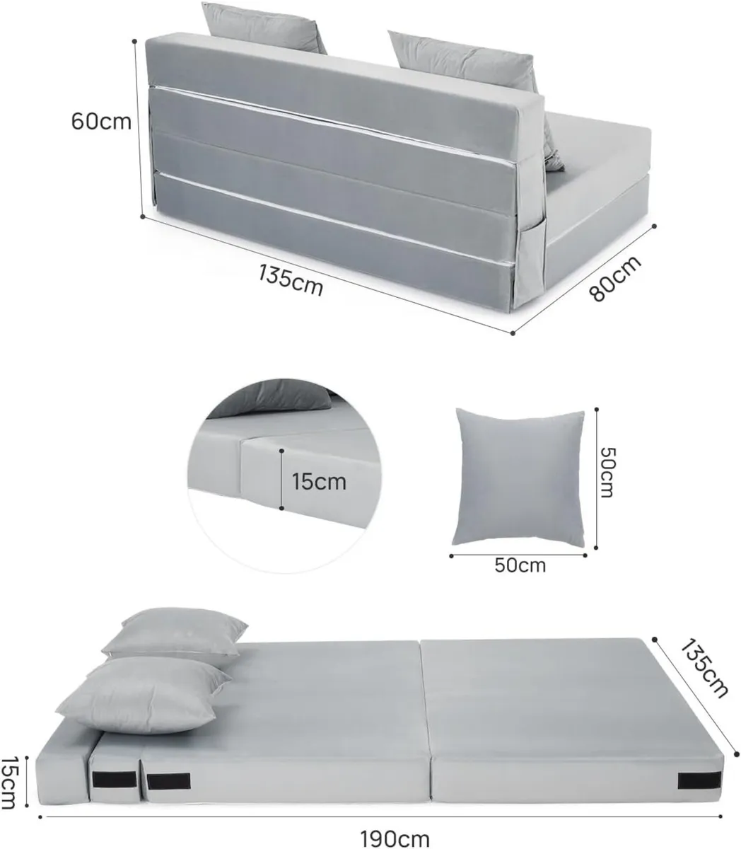 4-In-1 Folding Sofa Bed Fold Out Couch - Image 2