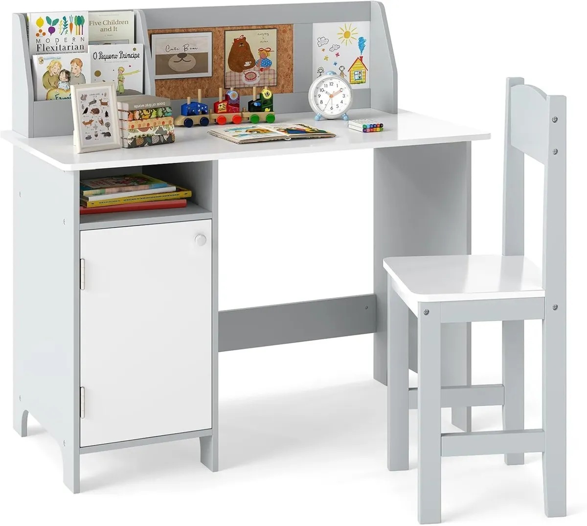 Kids Desk and Chair Set Wooden Children Table - Image 1