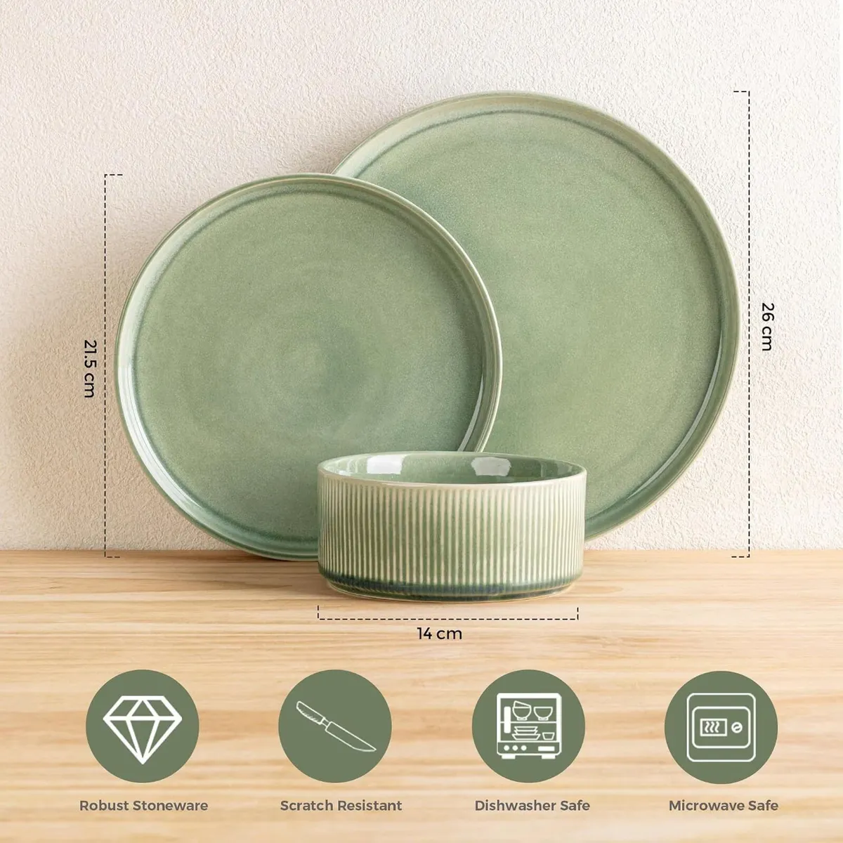 Stoneware Dinner Sets for 6 People 18 Pieces - Image 2