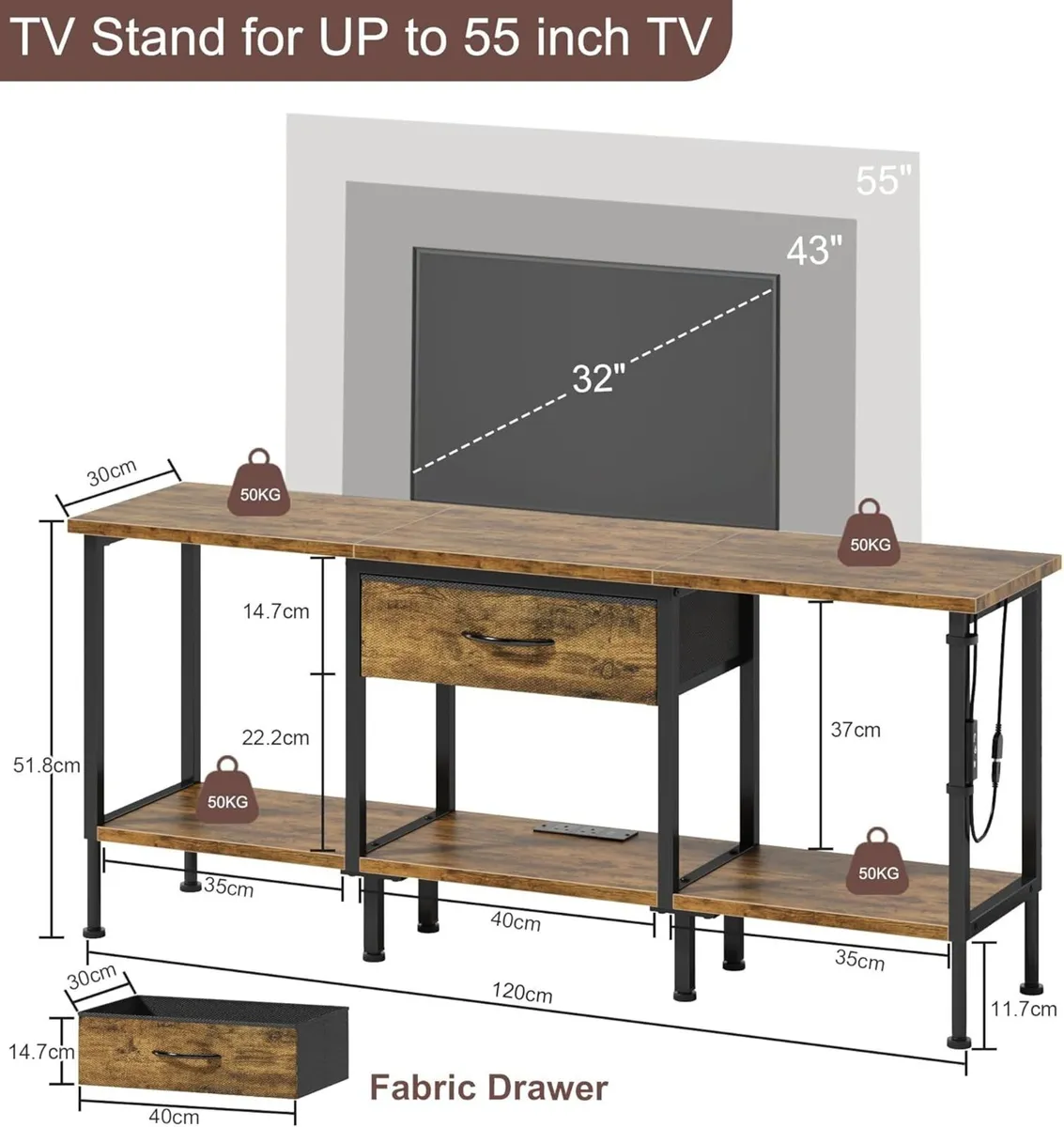 TV Stand Cabinet LED for 55 - Image 3