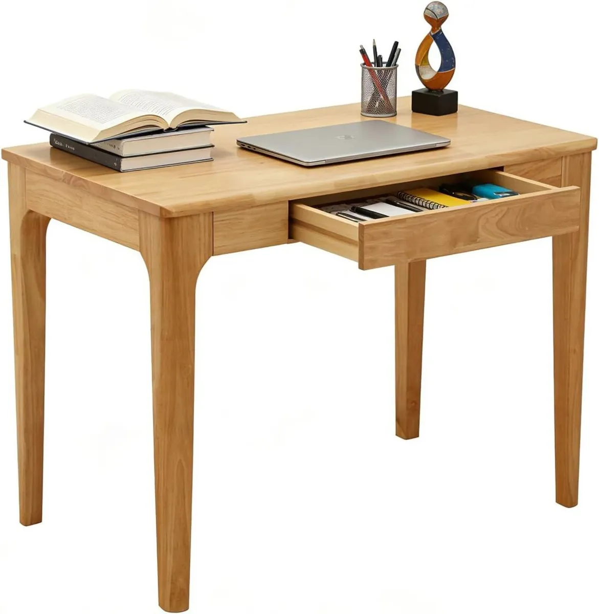 Wooden Desk with Drawers Small Wood Computer - Image 1