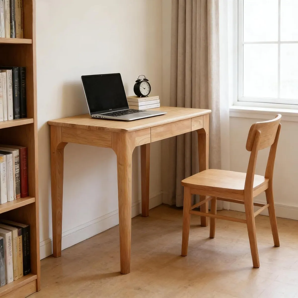 Wooden Desk with Drawers Small Wood Computer - Image 2