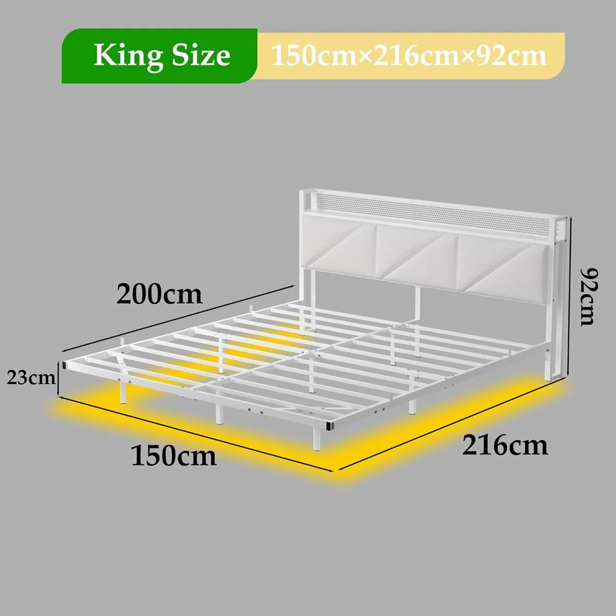 Bed Frame with Floating Upholstered Storage - Image 2