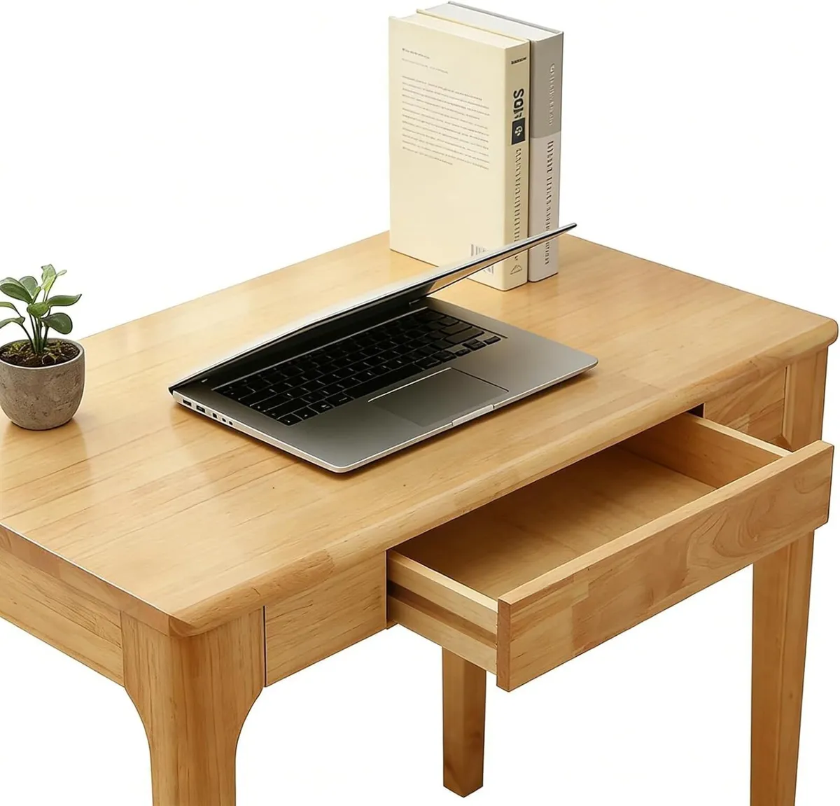 Wooden Desk with Drawers Small Wood Computer - Image 4