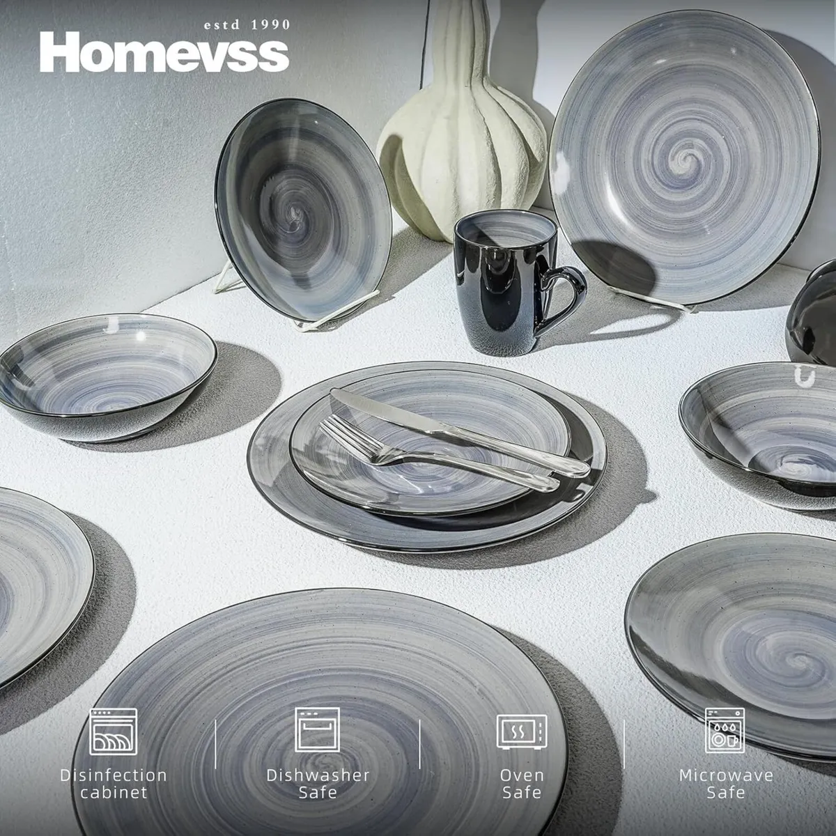 Homevss Dinnerware Set Service for 4 Plates (16 - Image 3