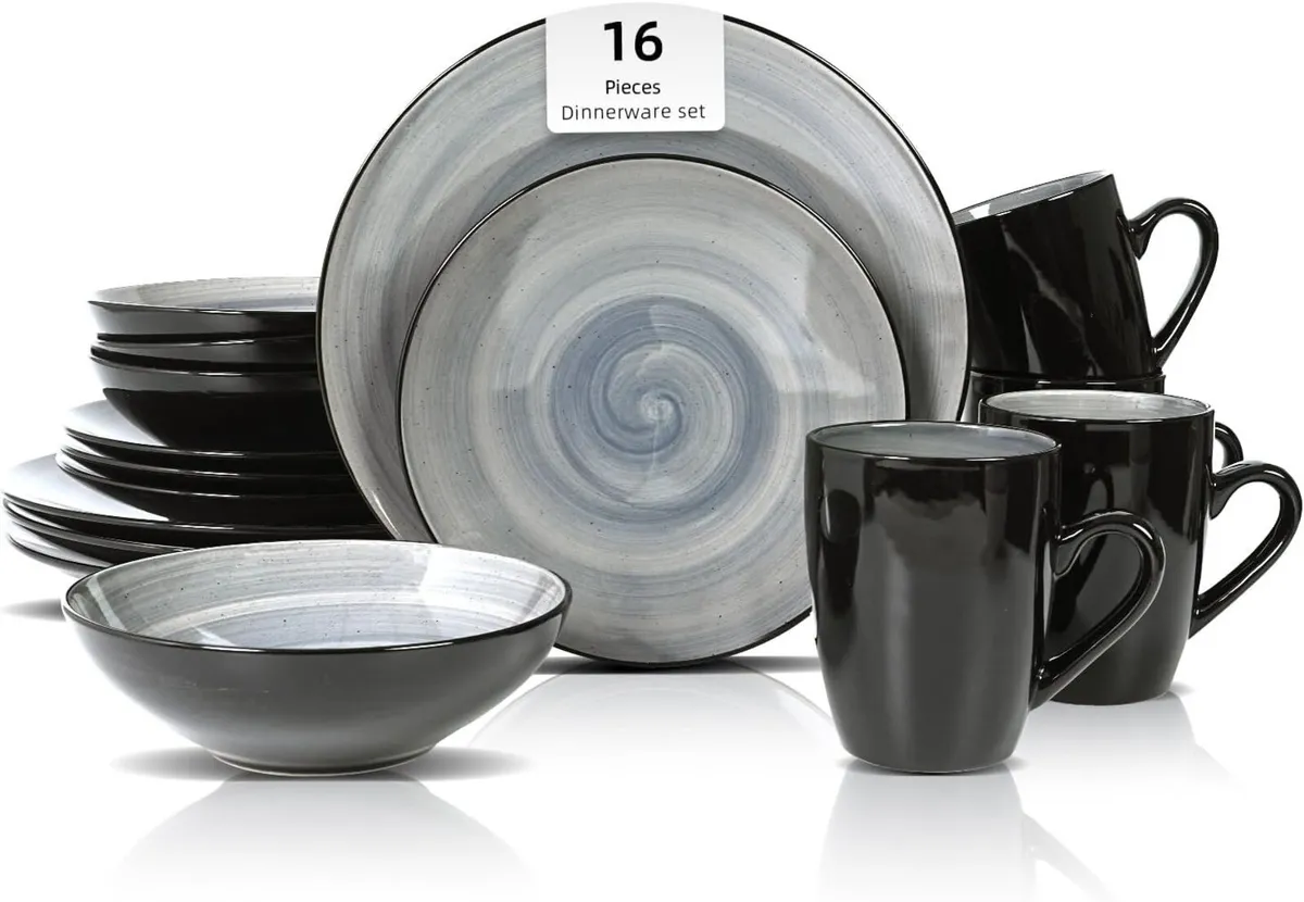 Homevss Dinnerware Set Service for 4 Plates (16 - Image 1