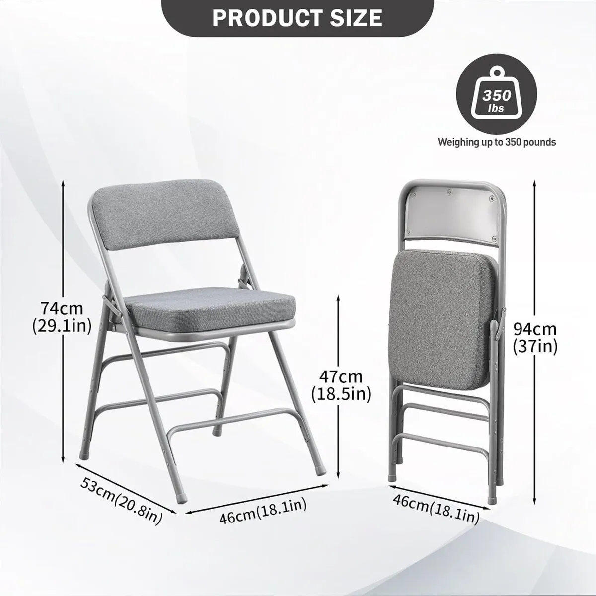 Padded Folding Chair with Thick Cushion (1 Pack) - Image 3