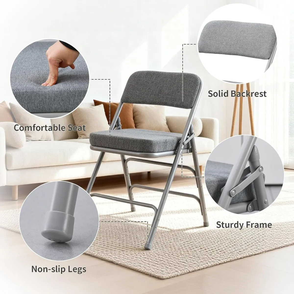 Padded Folding Chair with Thick Cushion (1 Pack) - Image 4