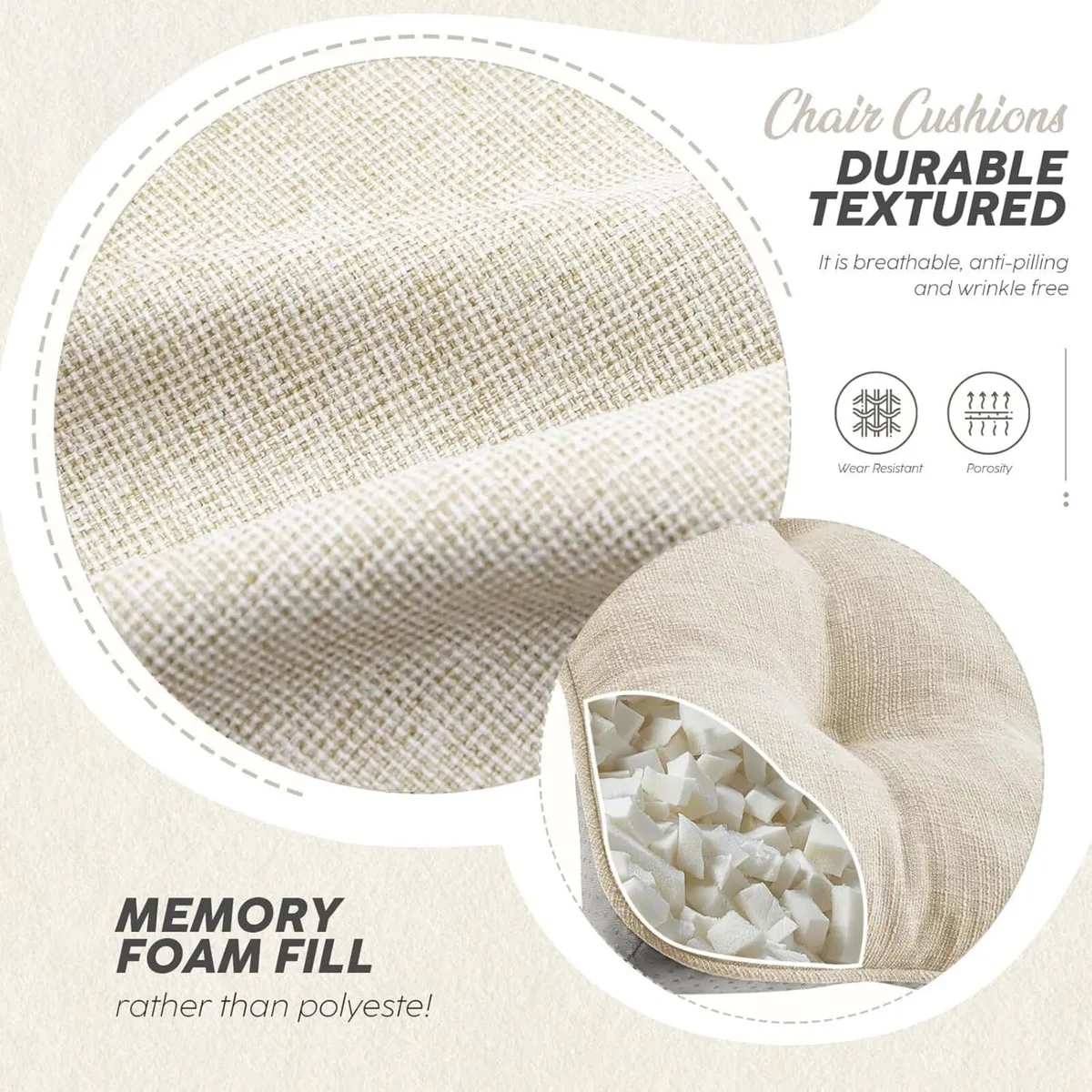 Memory Foam Dining Chair Cushions Attachable (Set - Image 3