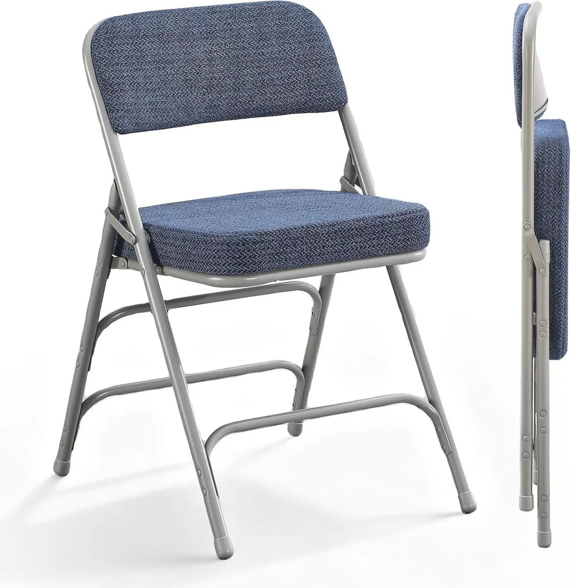Folding Chairs with Thick Cushion Seat Steel - Image 1