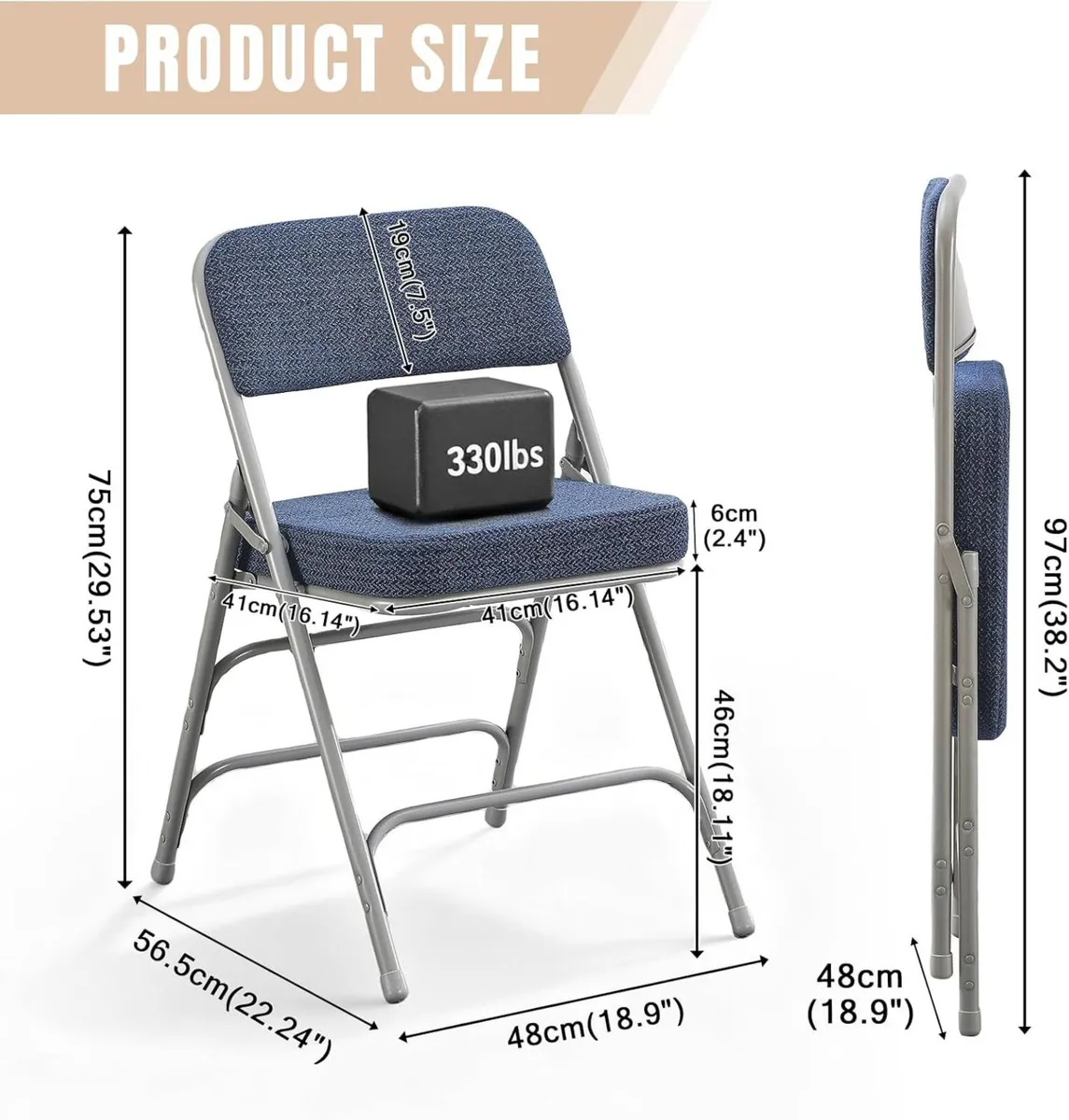 Folding Chairs with Thick Cushion Seat Steel - Image 2