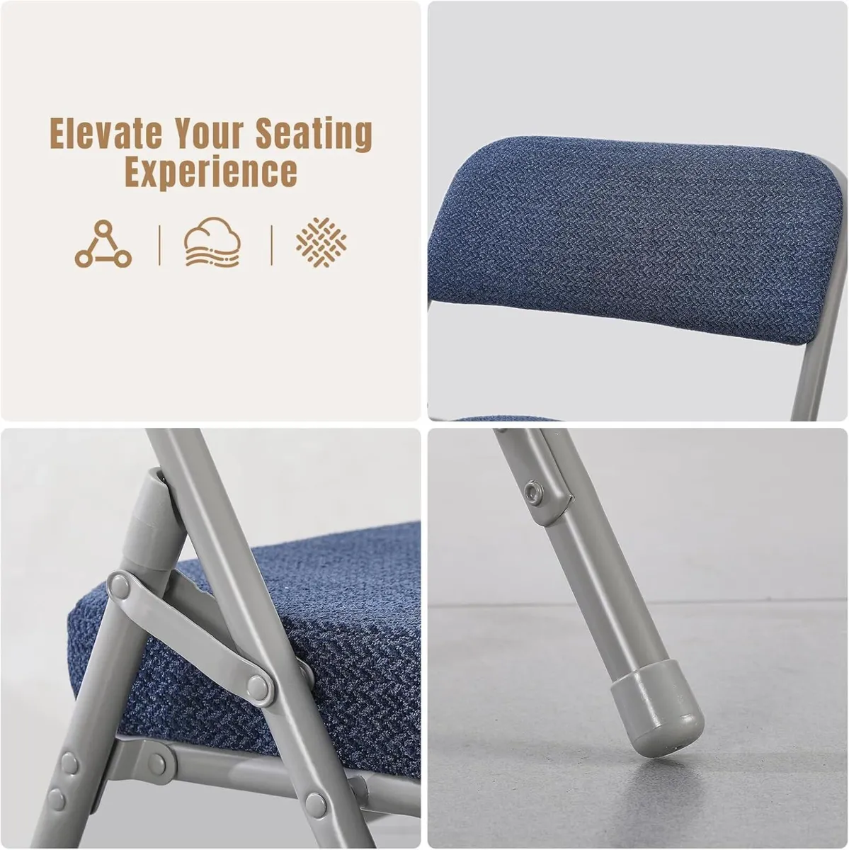 Folding Chairs with Thick Cushion Seat Steel - Image 3