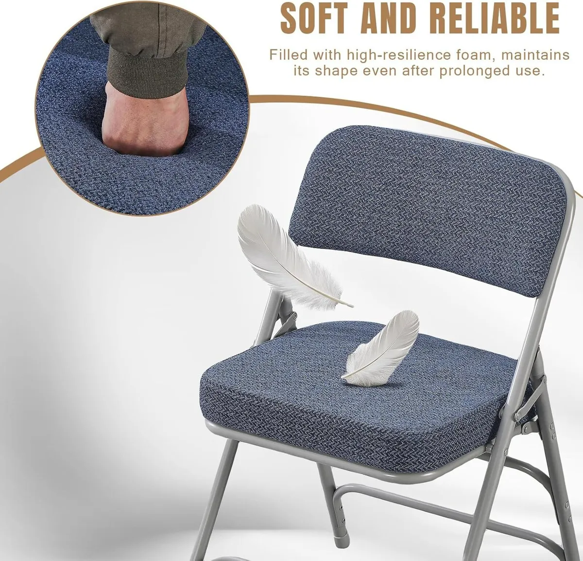 Folding Chairs with Thick Cushion Seat Steel - Image 4