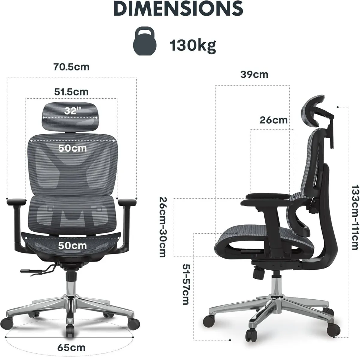 Ergonomic Office Chair Executive Mesh Desk - Image 2