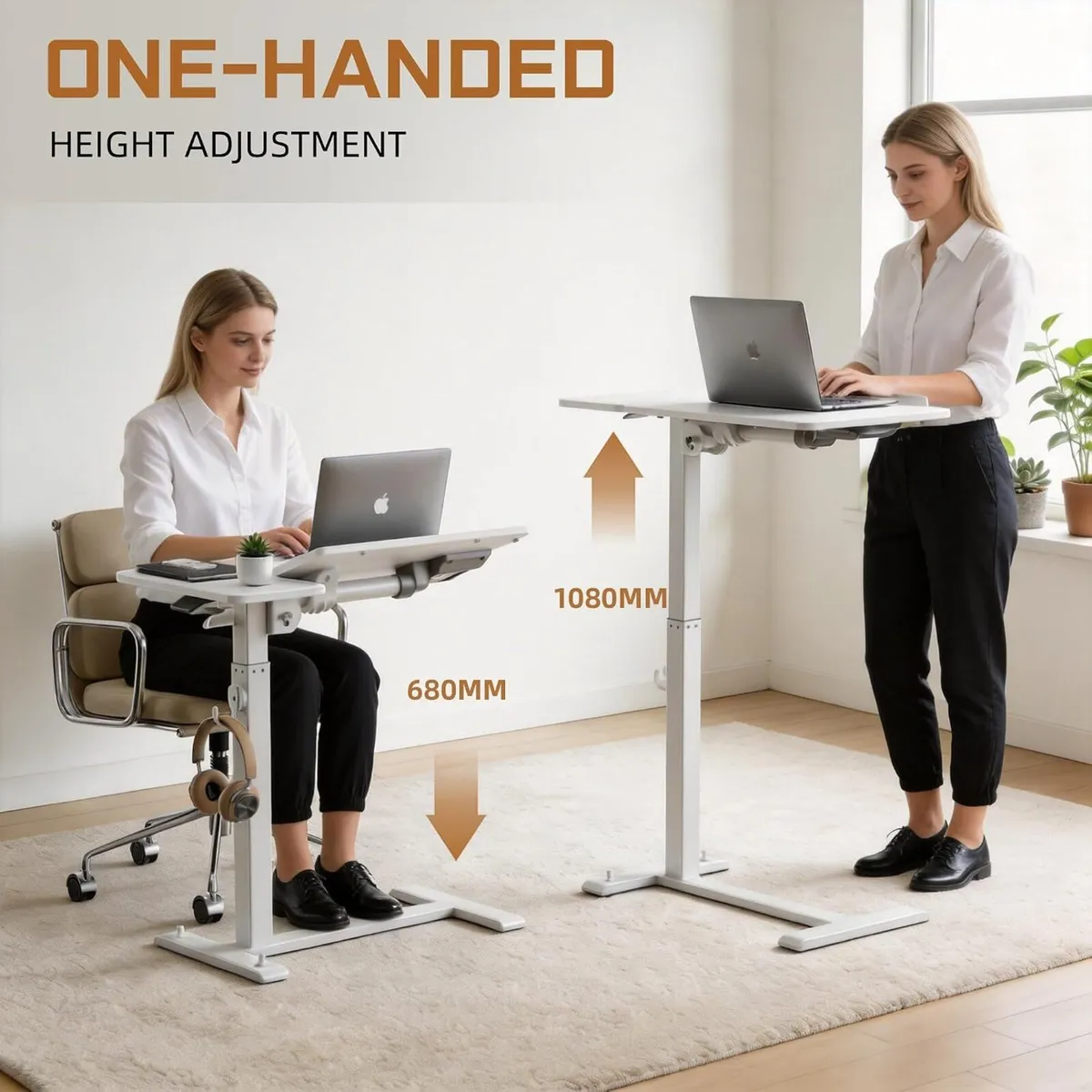 Foldable Overbed Table Height Adjustable 68-108CM - Image 4