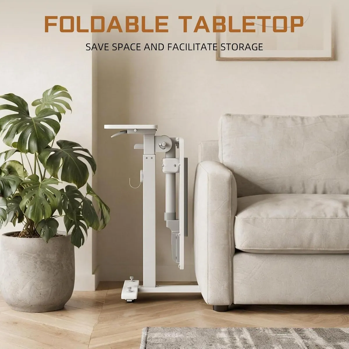 Foldable Overbed Table Height Adjustable 68-108CM - Image 3