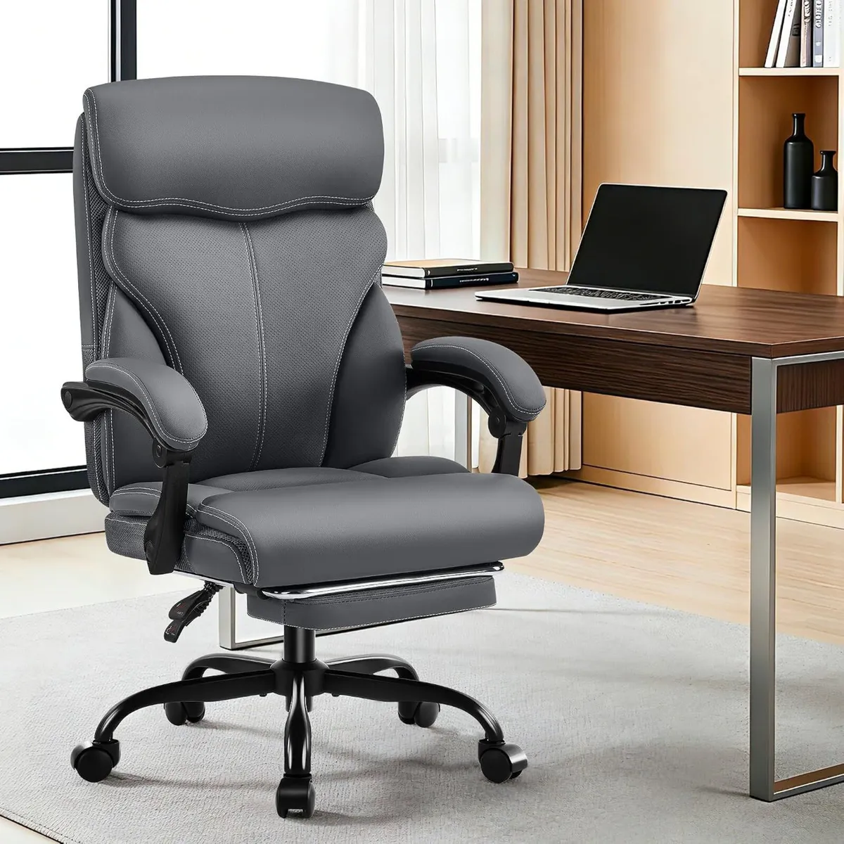 Executive Office Chair with Footrest Armrests - Image 2