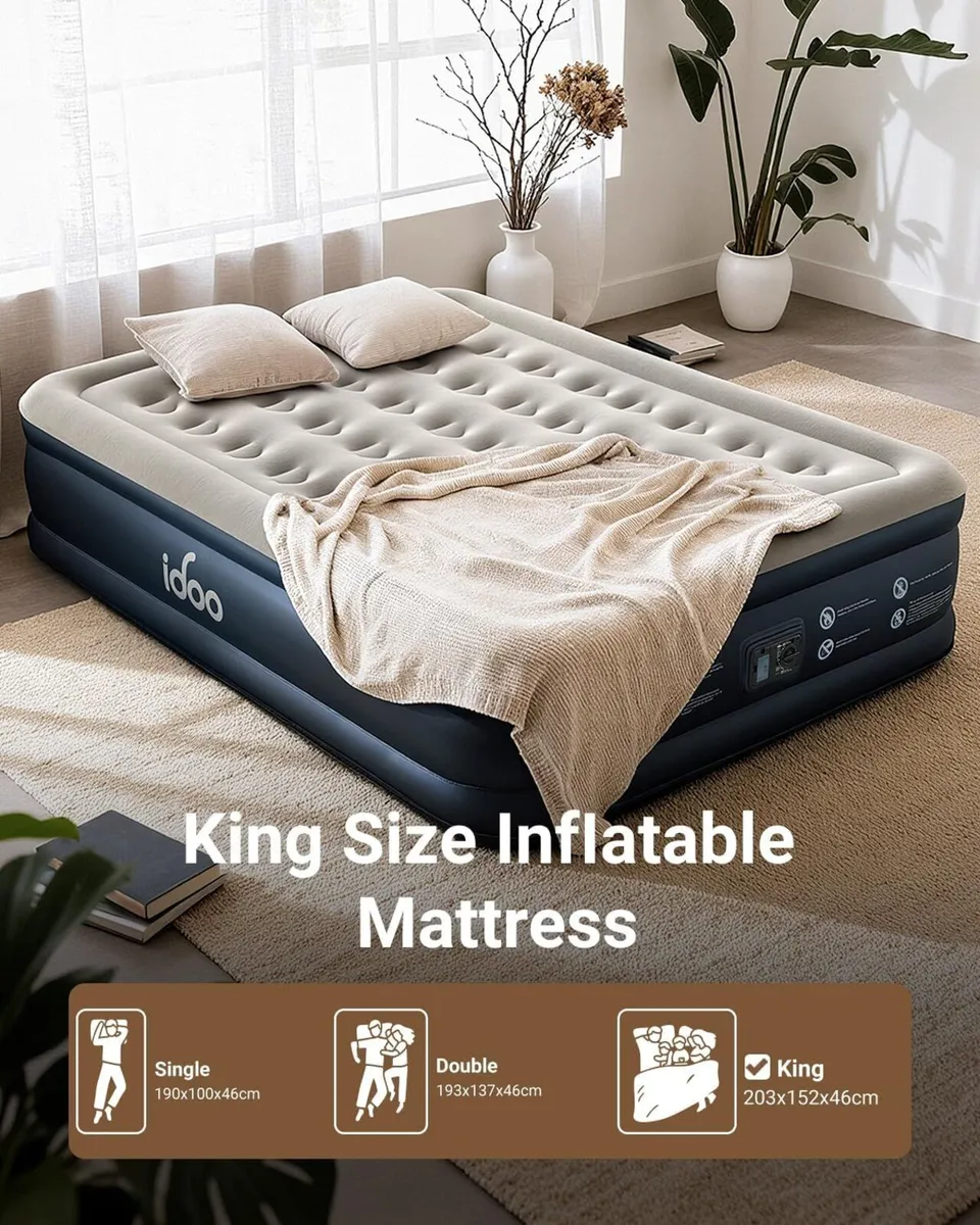 Inflatable Air Mattress Bed with Built - Image 2