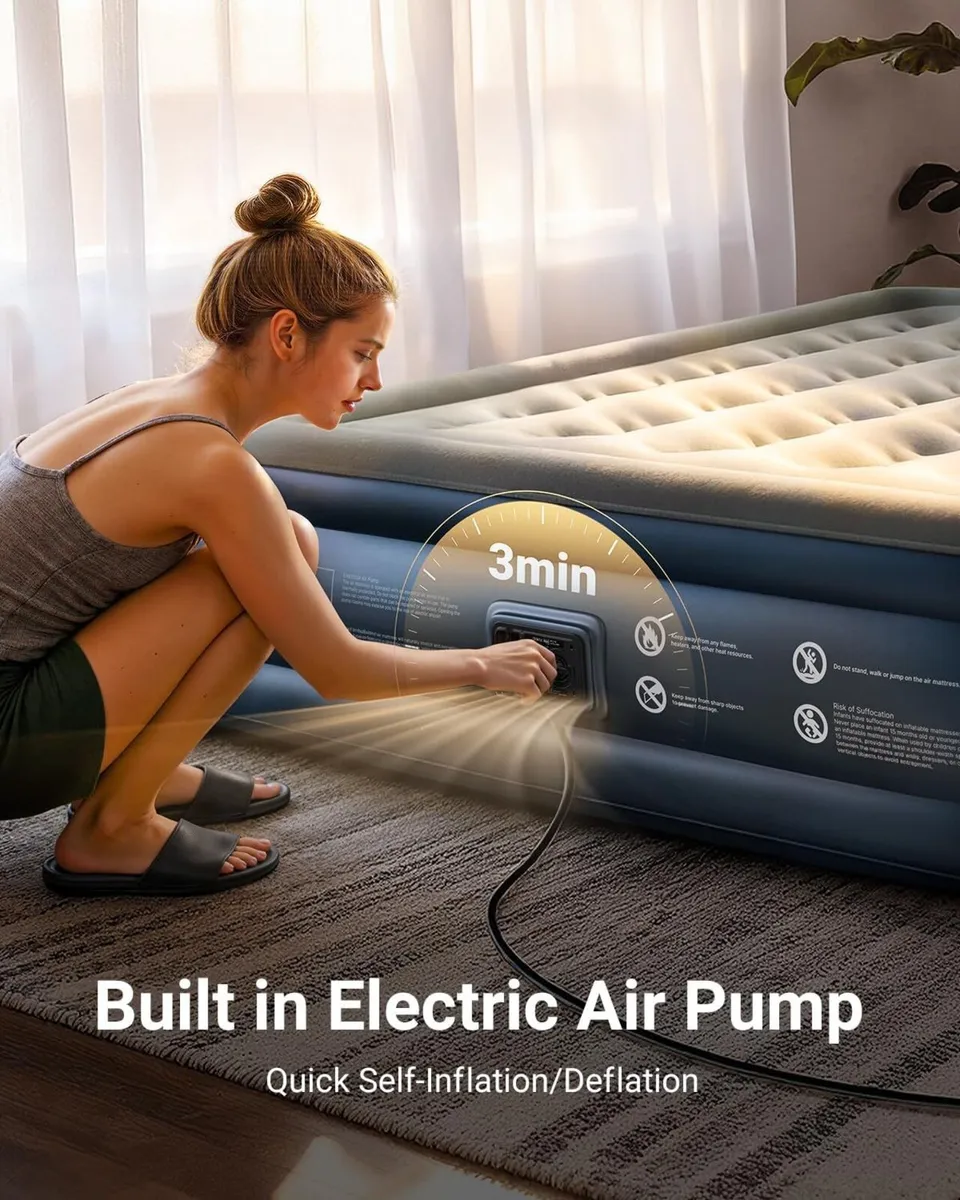 Inflatable Air Mattress Bed with Built - Image 3