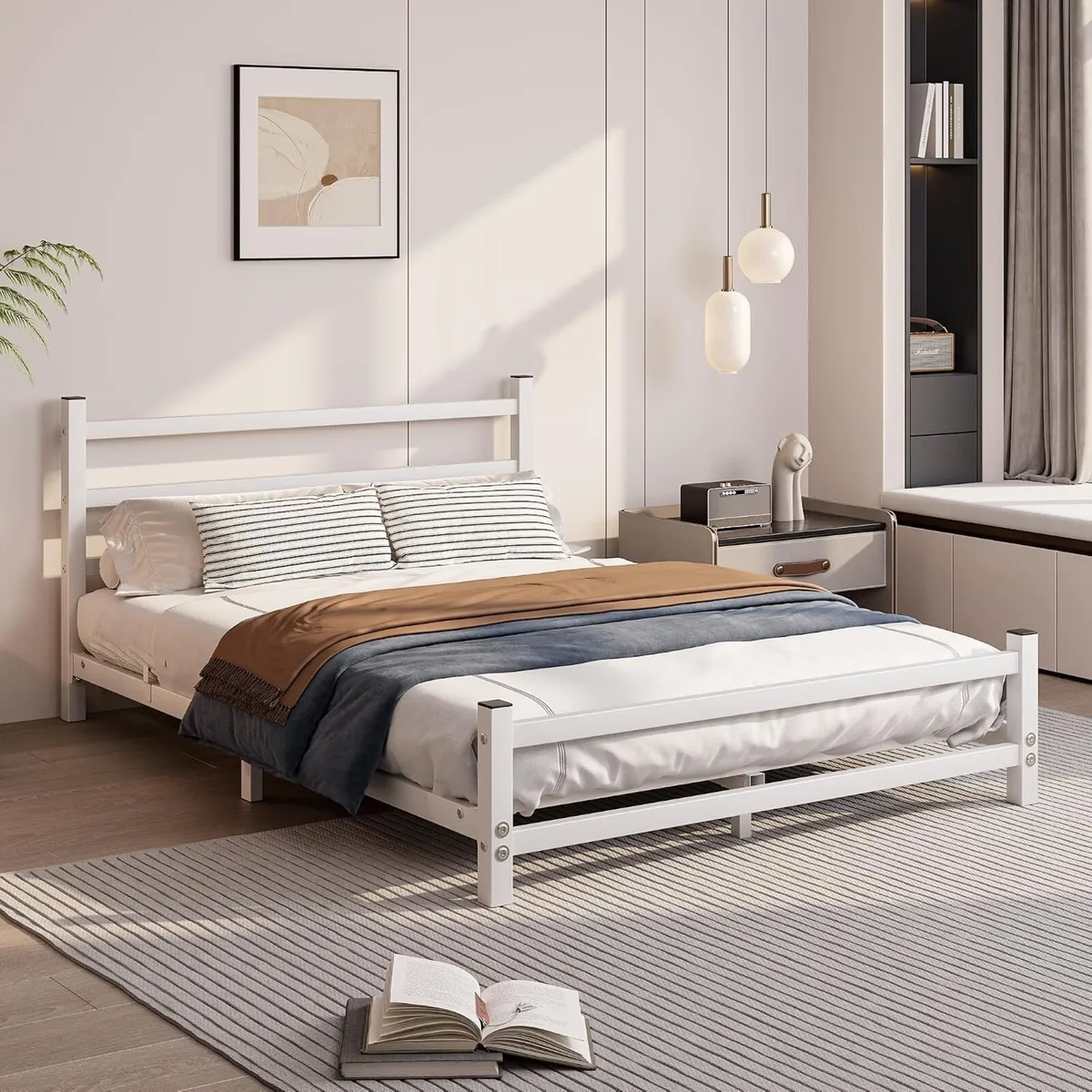 Bed Frame with Headboard Low Floor for Living - Image 1