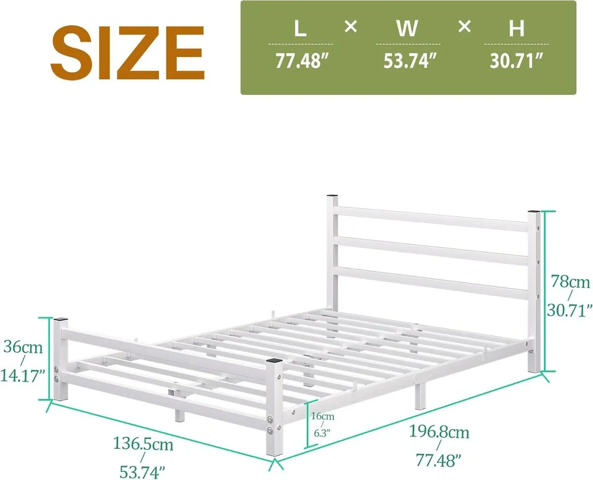 Bed Frame with Headboard Low Floor for Living - Image 2