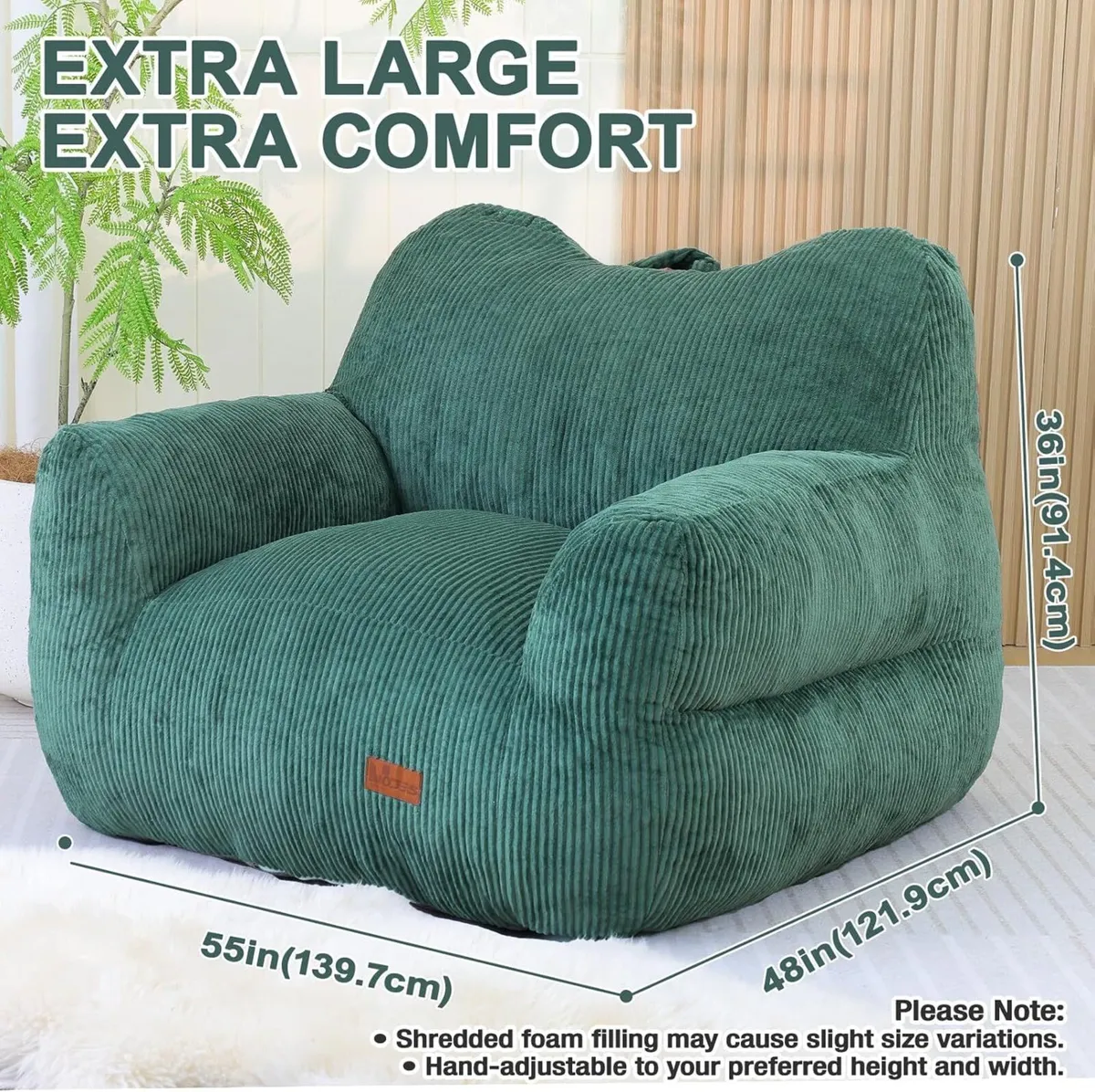 Giant Bean Bag Chair for Adults Cosy Beanbag - Image 2