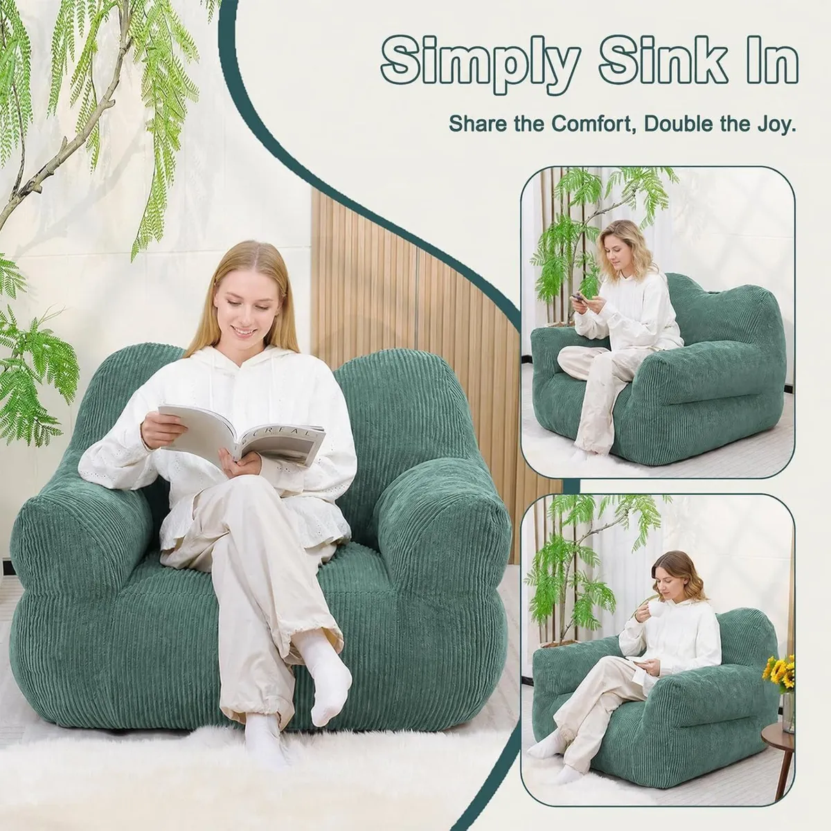 Giant Bean Bag Chair for Adults Cosy Beanbag - Image 3
