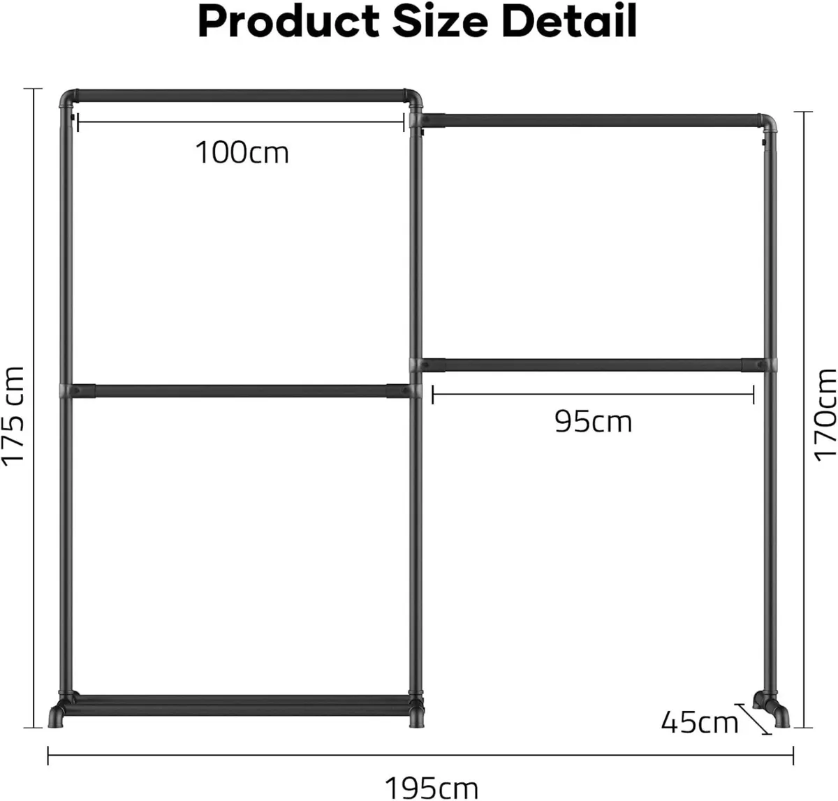 Heavy Duty Clothes Rail Freestanding Hanging - Image 2