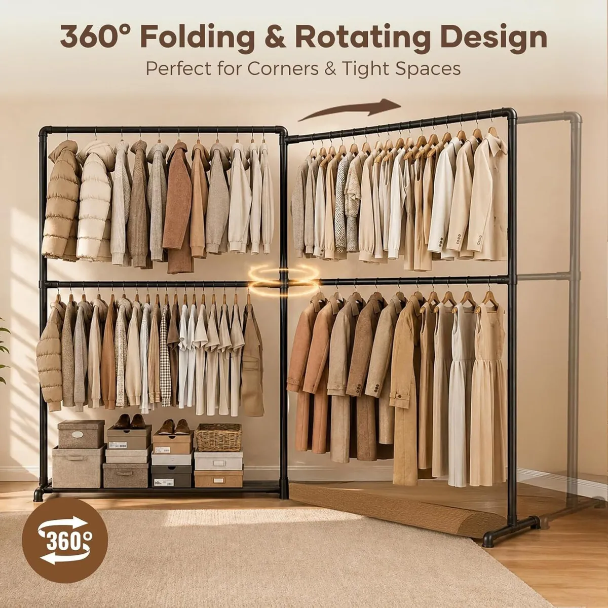 Heavy Duty Clothes Rail Freestanding Hanging - Image 3