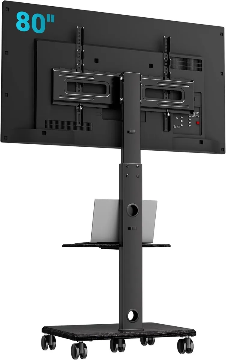 TV Stand on Wheels Height Adjustable Floor Mount - Image 1