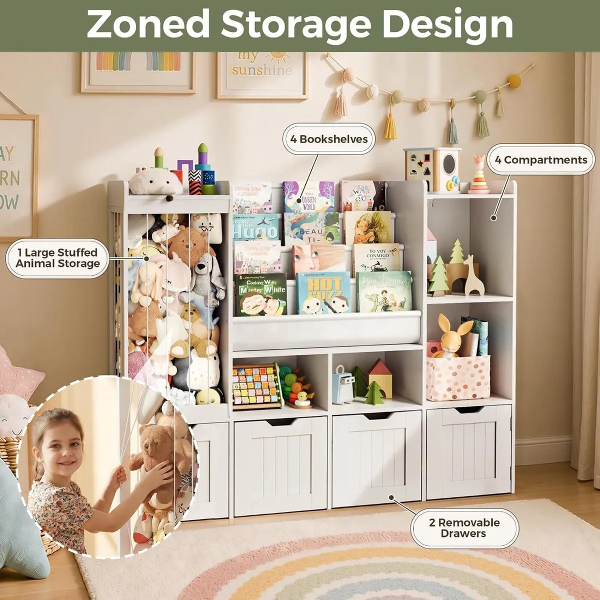 Kids Toy Storage Unit 4 in 1 Bookshelf - Image 4